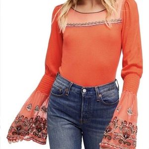 FP High Tides Bell-Sleeve Illusion Top